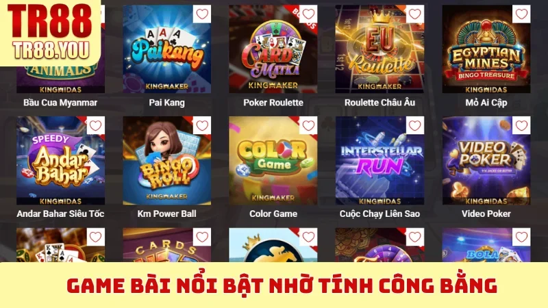 Game Bài nổi bật nhờ tính công bằng